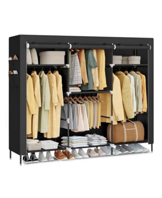 Freestanding Fabric Closet with 4 Hanging Rods for Home and Bedroom Storage