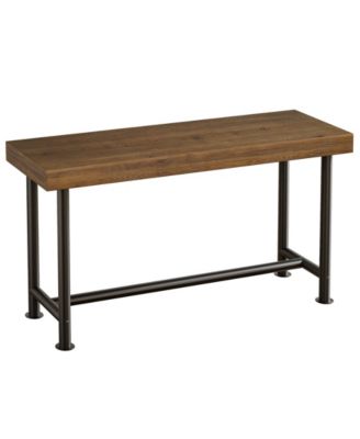 Counter Height Bar Table with Solid Wood Tabletop and Metal Legs for Home Dining