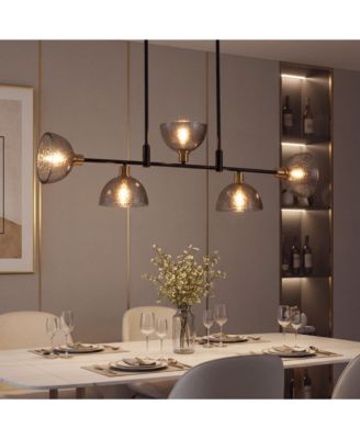 Pendant Light with Water Ripple Glass Shade, Adjustable