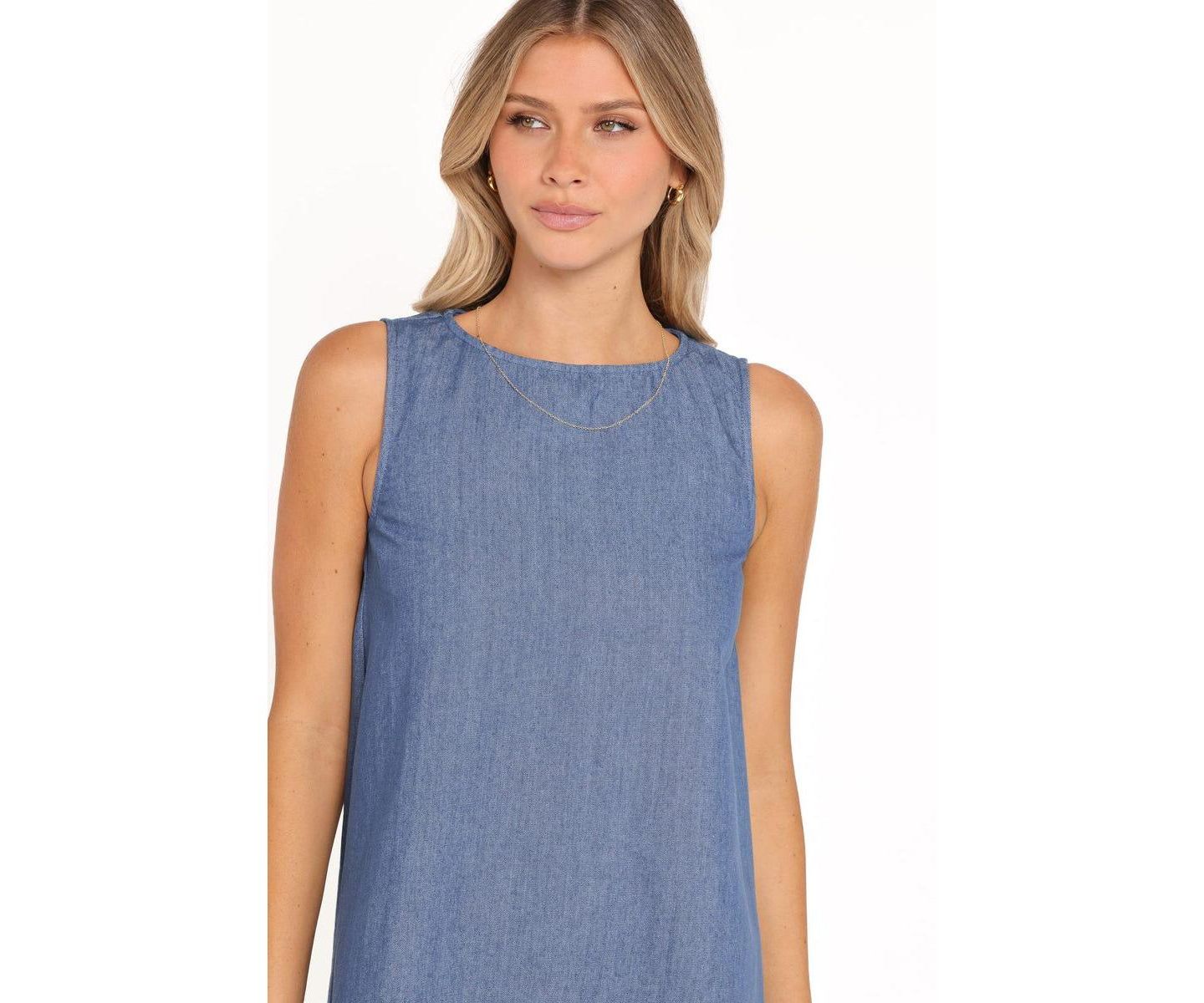 Женское платье Petal and Pup Nicklin Sleeveless Shift Mini, цвет: Джинсовый — фото 4