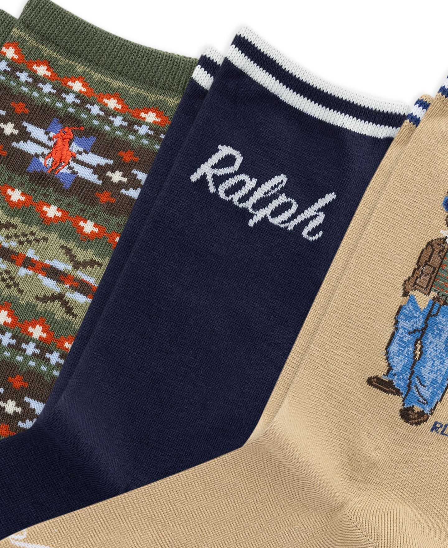 Женские носки Polo Ralph Lauren Polo Bear из хлопковой смеси, 3 пары, цвет: Рыжевато-коричневый — фото 3