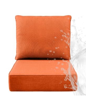 6" Thick 24 x 24 in Outdoor Chair Cushions Set, Waterproof Fade-Resistant Deep Seat Cushions, Seat and Backrest