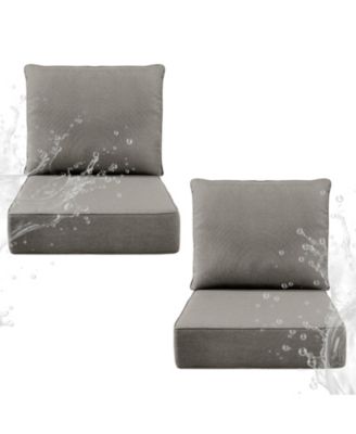 6" Thick 24 x 24 in Outdoor Chair Cushions Set, Waterproof Fade-Resistant Deep Seat Cushions, Seat and Backrest