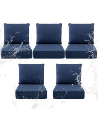 6" Thick 24 x 24 in Outdoor Chair Cushions Set, Waterproof Fade-Resistant Deep Seat Cushions, Seat and Backrest
