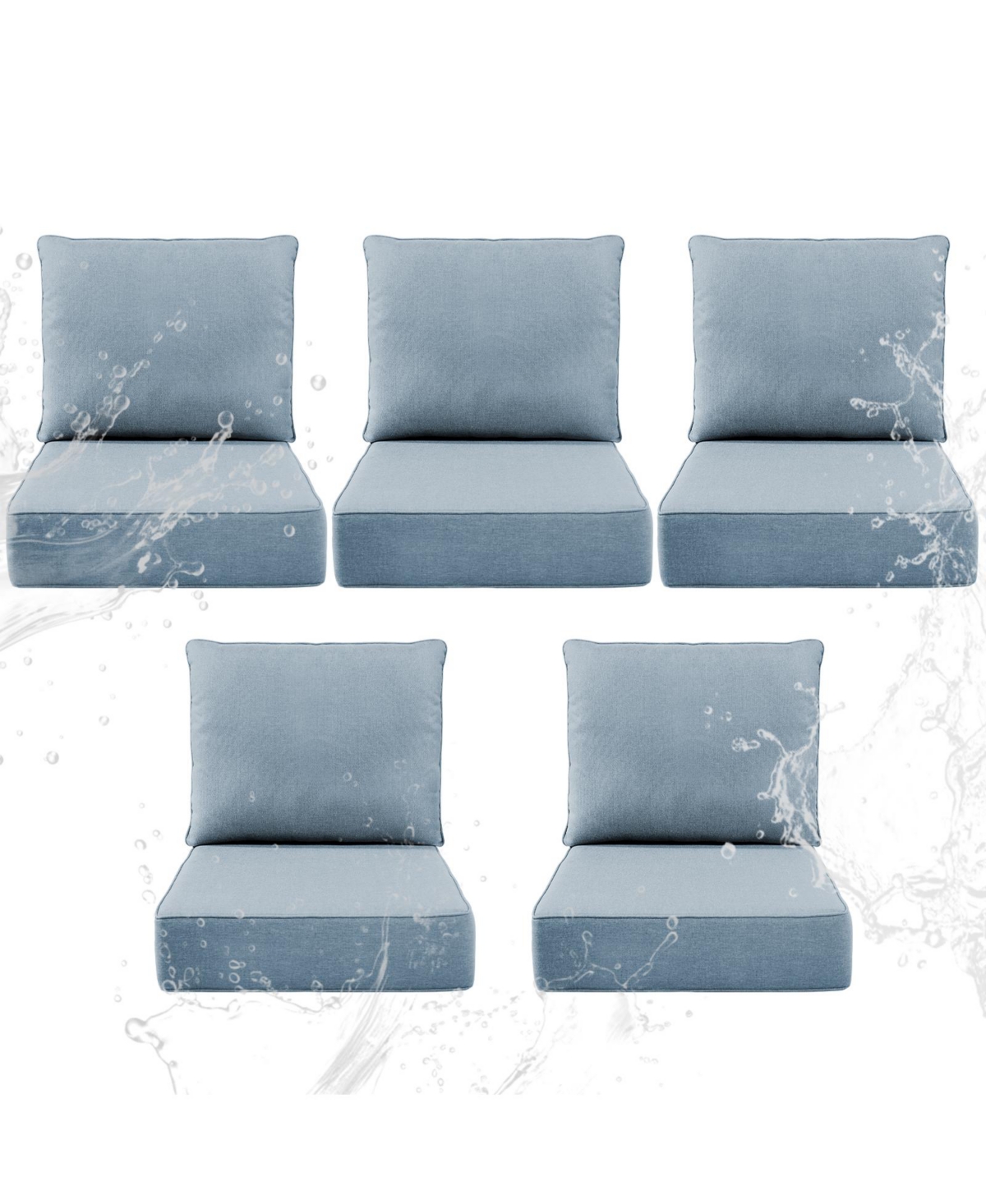 Pocassy 6" Thick 24 x Outdoor Chair Cushions Set, Waterproof Fade-Resistant Deep Seat Cushions