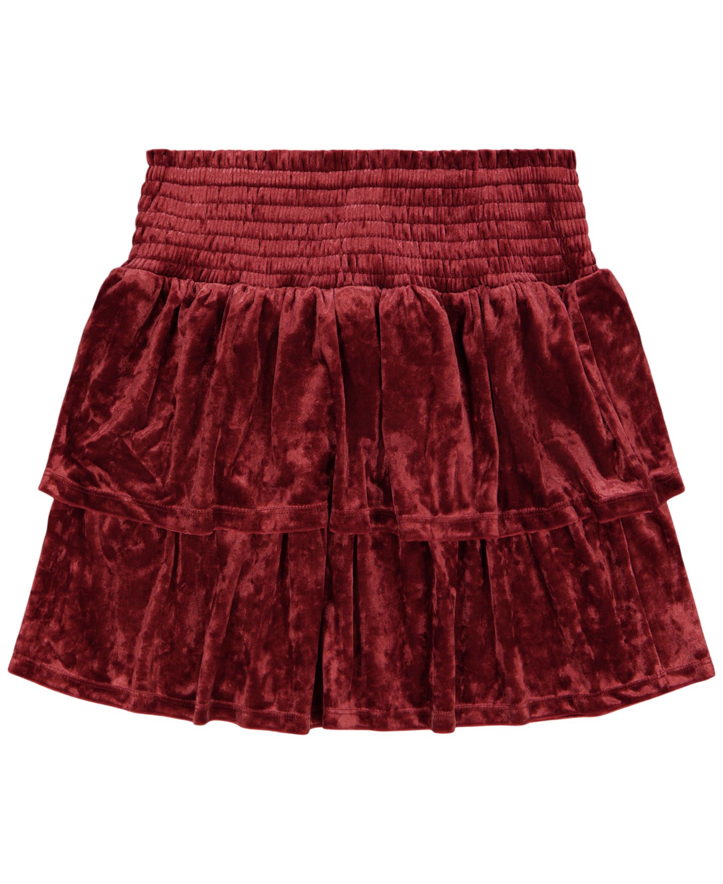 Юбка Tommy Hilfiger Panne Velvet Smocked Waist Tiered для девочек, цвет: Мерло — фото 2