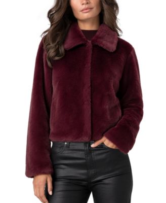 Women's Collared Faux Fur Long-Sleeve Jacket