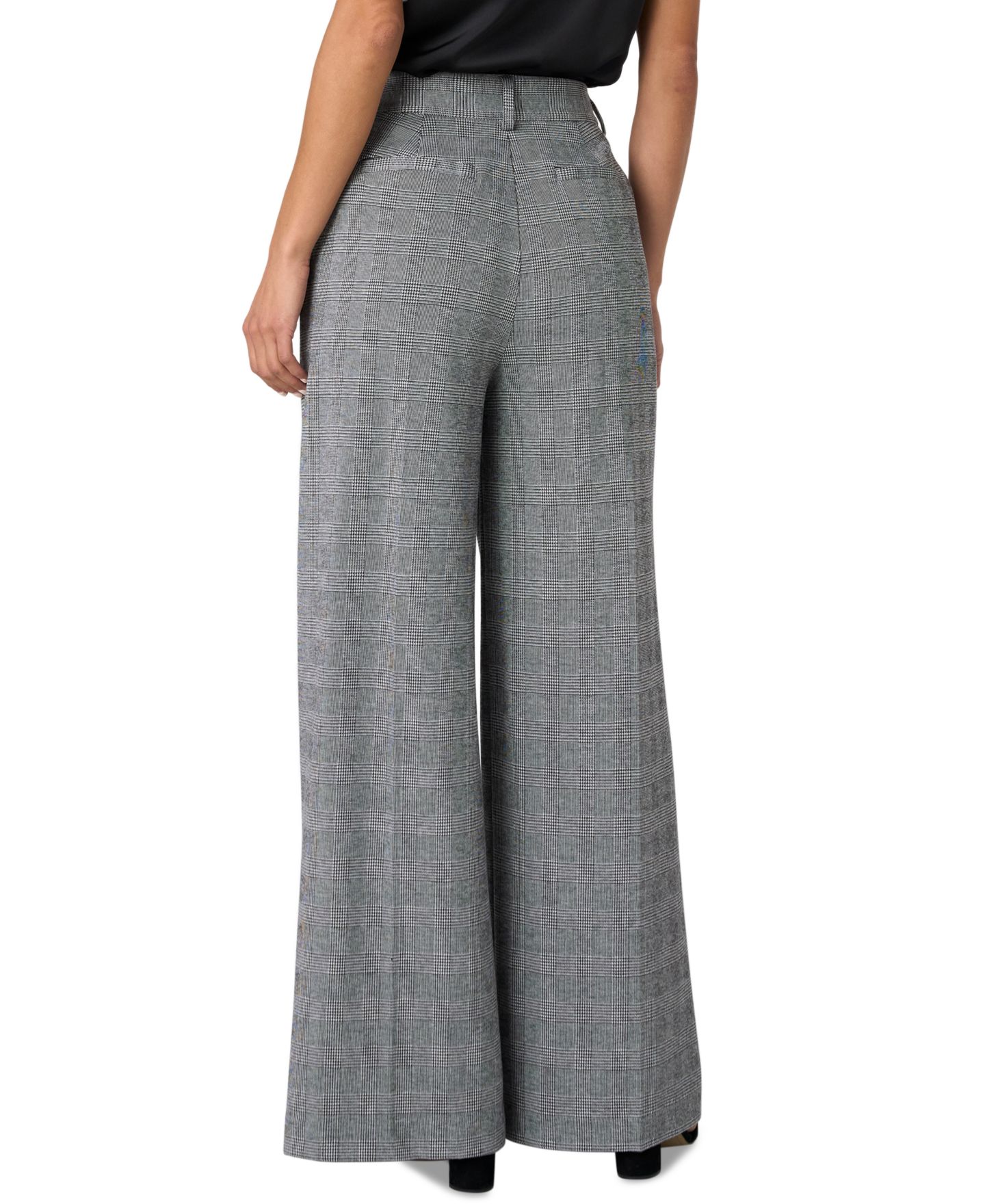 Женские брюки Liverpool Los Angeles Petite Brooke Glen Plaid High-Waisted Wide-Leg, цвет: Чёрный / Белый — фото 4