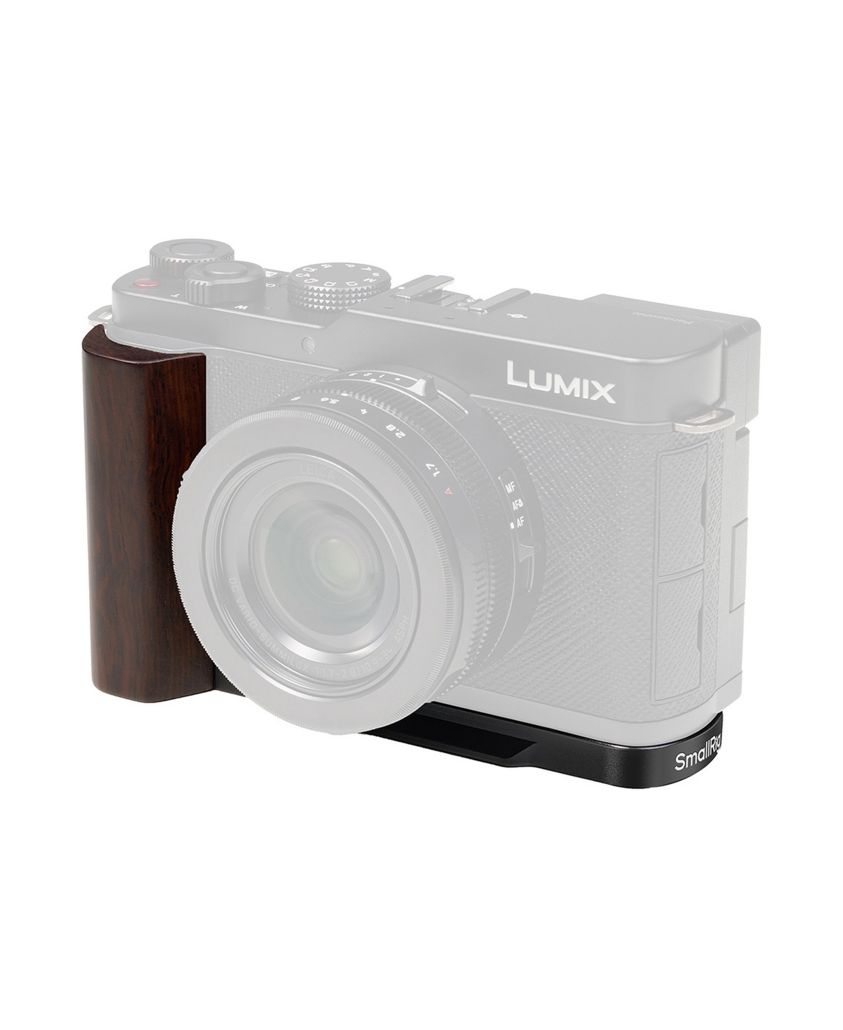 SmallRig 5942 L-Shaped Wooden Handle Arca-Swiss Quick Release Mount Plate for Panasonic Lumix L10 - Black