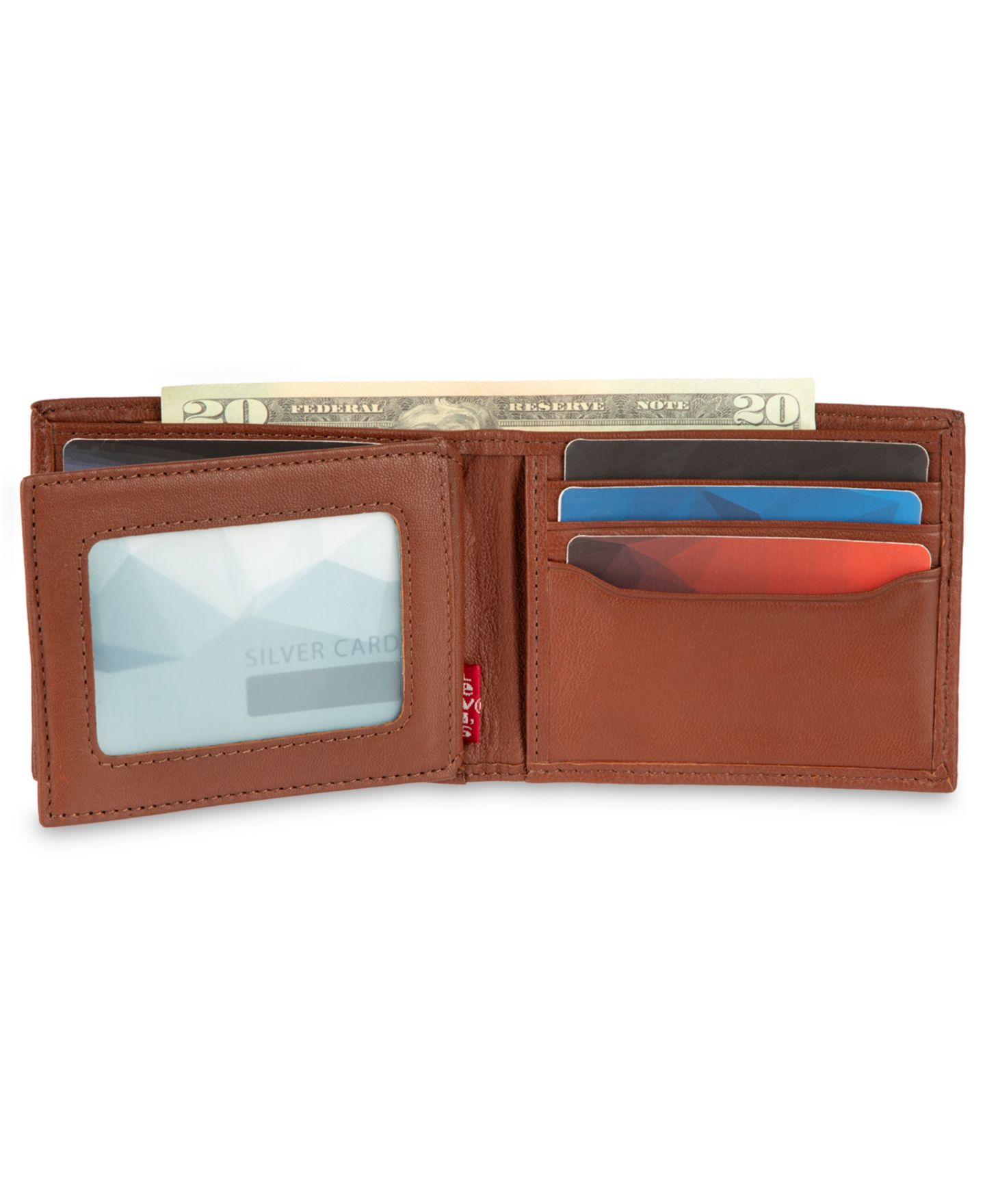 Мужской кошелёк Levi's RFID Blocking Extra-Capacity Genuine Leather Bifold Wallet, цвет: Рыжевато-коричневый — фото 5