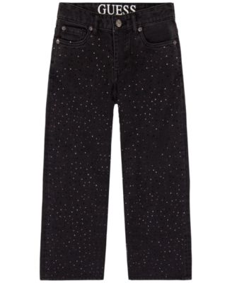 Girls' 7-16 Multi Studded Mid-Rise Wide-Leg Jeans