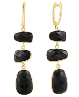 Onyx Drop Earrings in 14k Yellow Gold