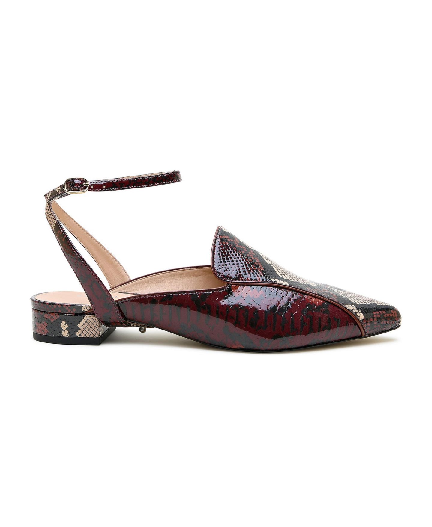 Женские сандалии Alterre Marilyn Pointed-Toe Block-Heel Python Loafer, цвет: Бордовый — фото 9