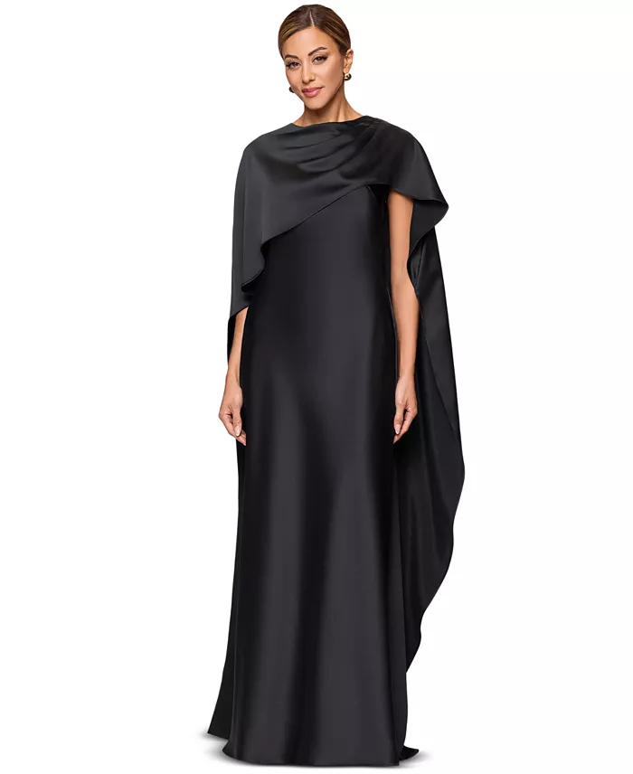 Women's Long Satin Boat Neck Dress