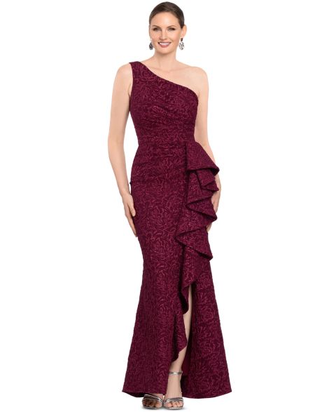 Женские платья Betsy & Adam One-Shoulder Ball Gown, цвет: Бордо