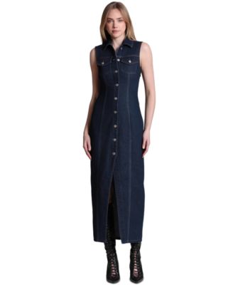 Women's Sleeveless Stretch Denim Dress