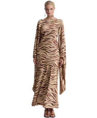 Women's Boat Neck Satin Gown Dress 