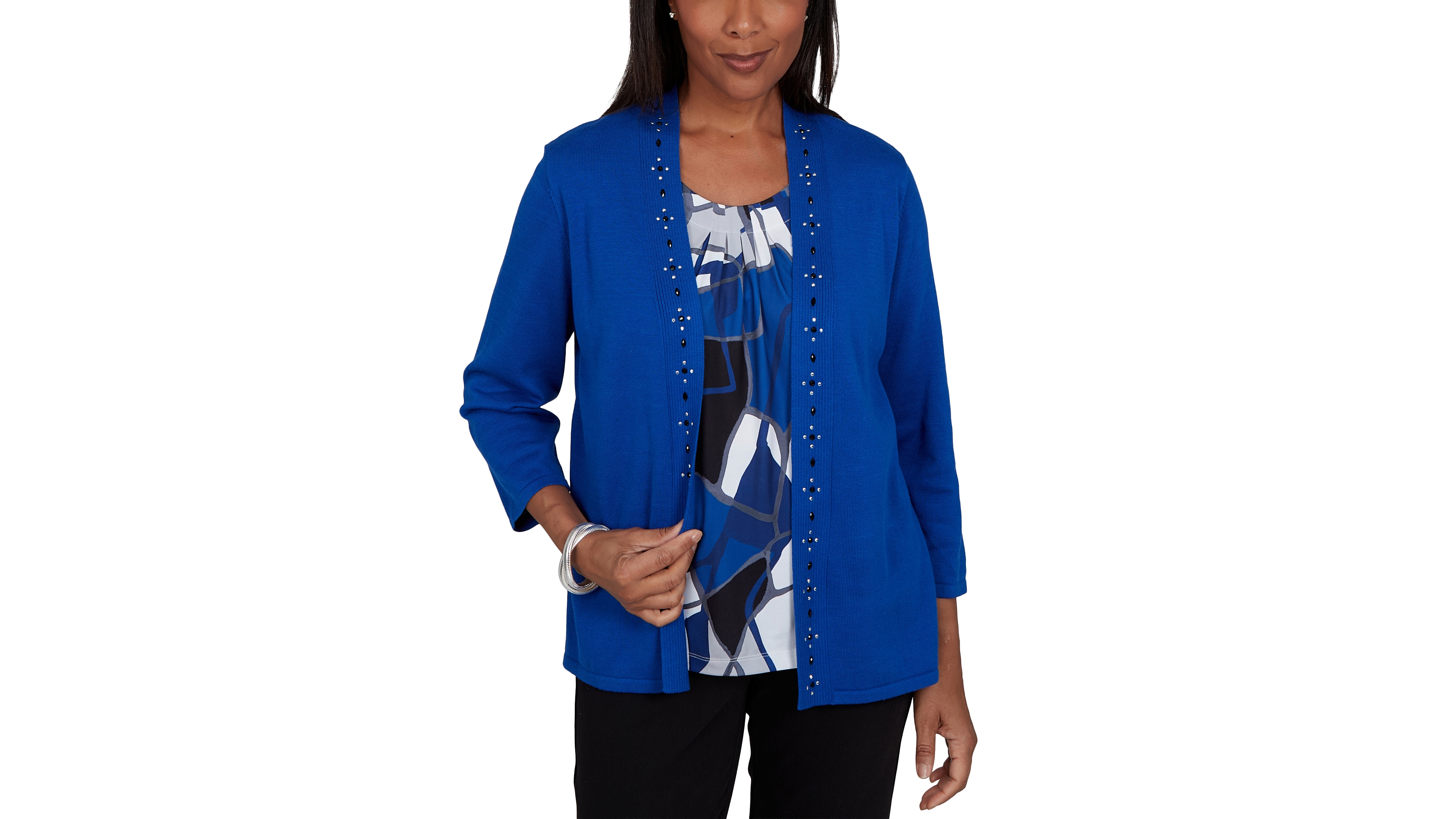 Alfred Dunner Women's Shawl-Collar Open-Front Cardigan