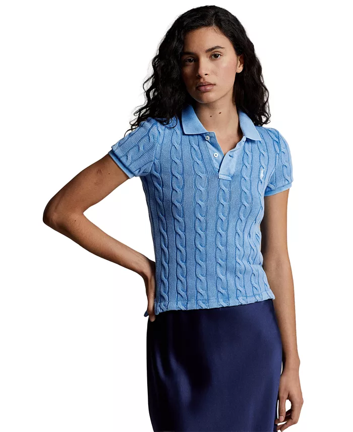 Women's Cable-Knit Polo Shirt - thumbnail 5