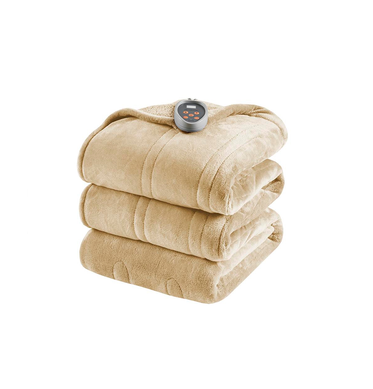 BR54-0382 Heated Microlight to Berber Blanket, Tan - Full