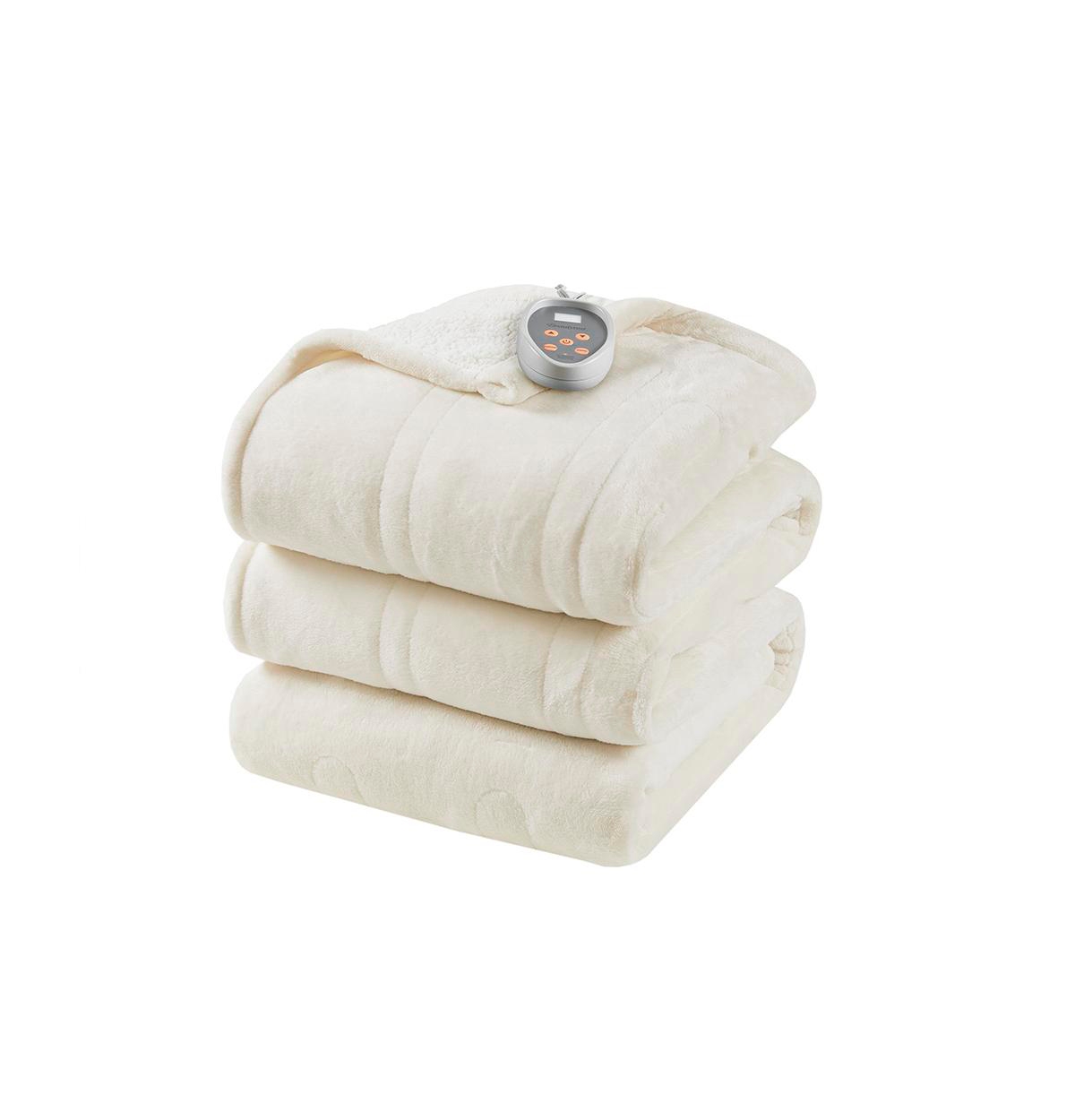 BR54-0651 Heated Microlight to Berber Blanket, Ivory - Full