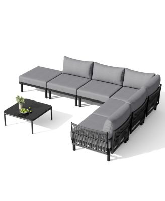 Modular Aluminum Customizable Outdoor Deep Seating Sectional Sofa Patio Conversation Set