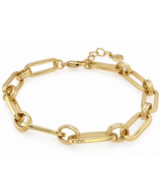Gold or Silver Plated Circle Oblong Link Bracelet