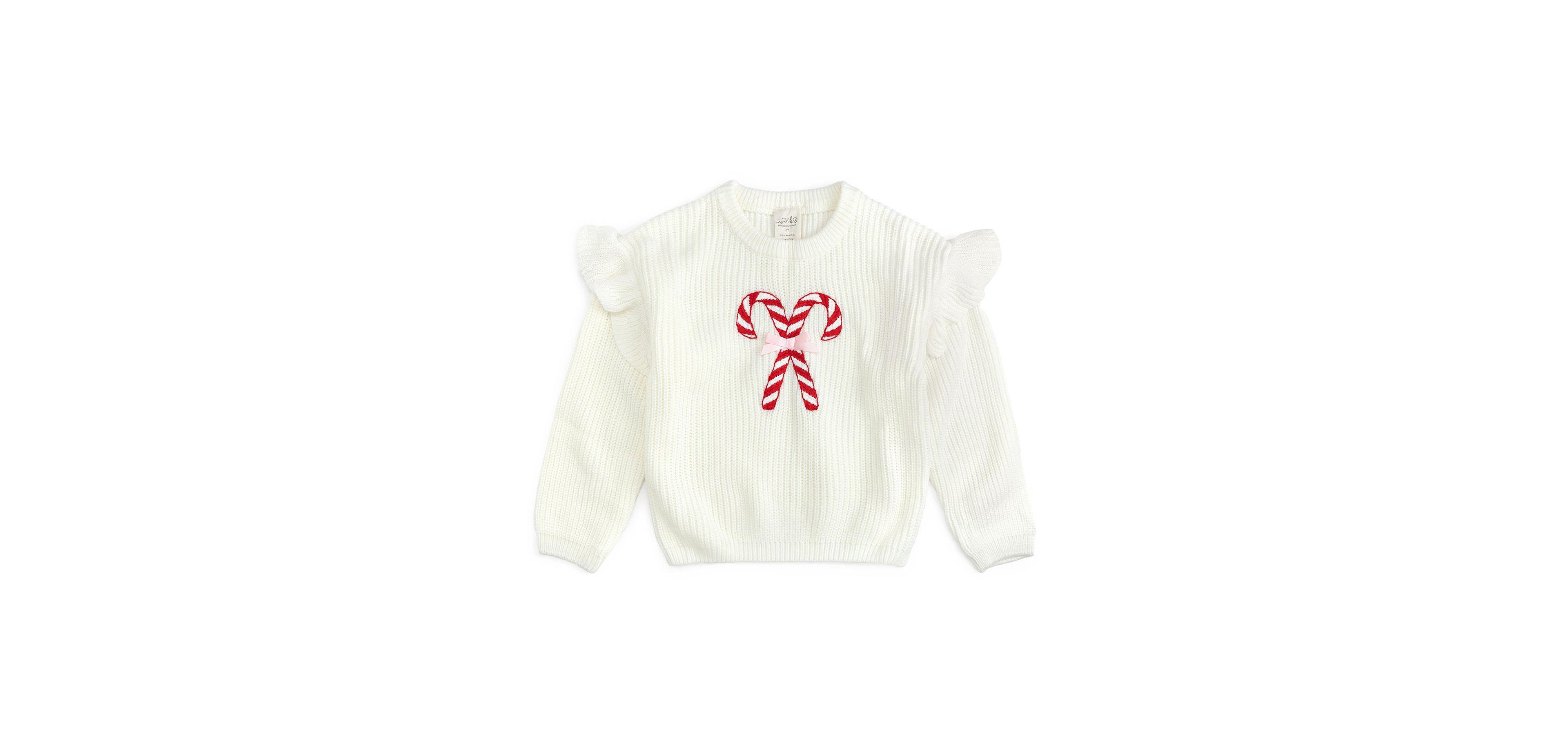 Sweet Wink Girls' 4-16 Candy Cane Christmas Ruffle Sweater
