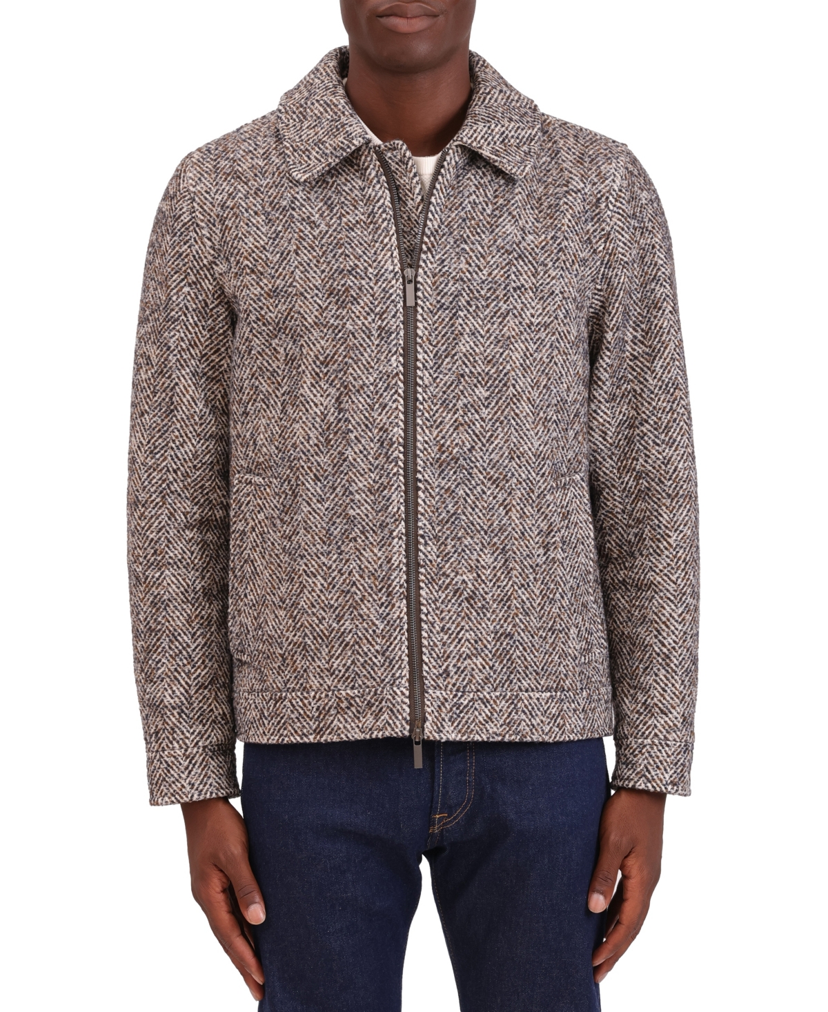 Bagatelle Men's Chevron Wool-Blend Zip-Up Blouson Jacket