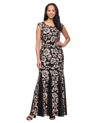 Women's Floral Soutache Dress with Illusion Neckline