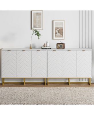 46.6" Set of 2 Modern Wood Sideboard Buffet Cabinet, Storage Console Table with Doors and Adjustable Shelf for Dining Living Room Hallway