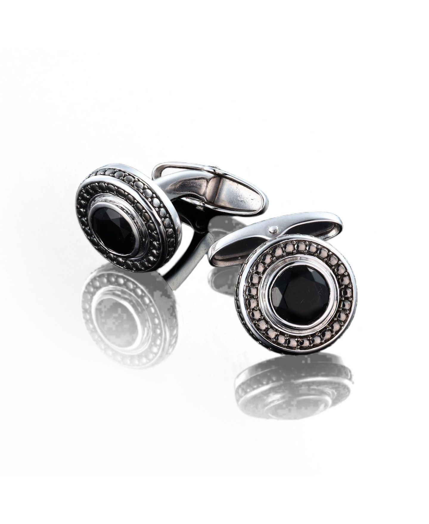 Мужские запонки LuvMyJewelry Shogun Black Spinel Octagon Cufflinks (1.60 ct. t.w.) in 925 Sterling Silver, цвет: Серебряный — фото 2