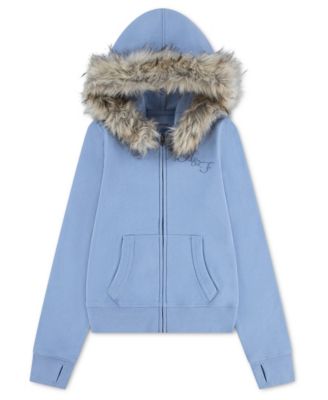 Girls' 5-16 Logo Faux-Fur Trim Full-Zip Hoodie
