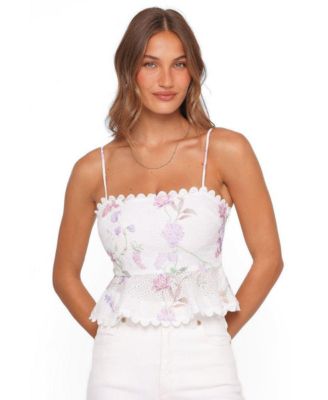 Women's Adams Floral-Print Square Neck Peplum Top