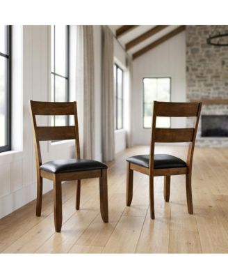 Rustic Whiskey Ladderback Side Chairs with Upholstered Seats (2 Pack)