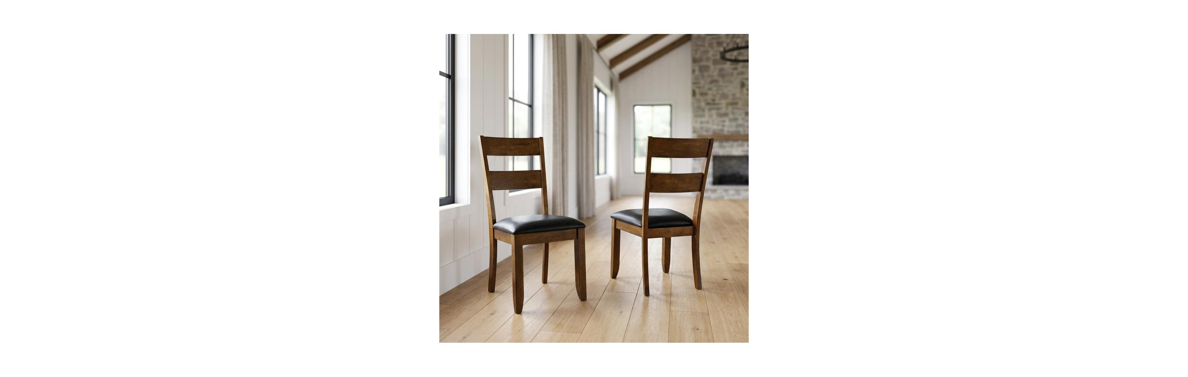 Starlight Canyon Home Rustic Whiskey Ladderback Side Chairs with Upholstered Seats (2 Pack)