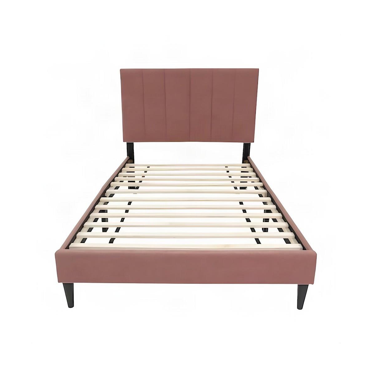 Starlight Canyon Home Channel-Tufted Brushed Linen Upholstered Twin Platform Bed Frame