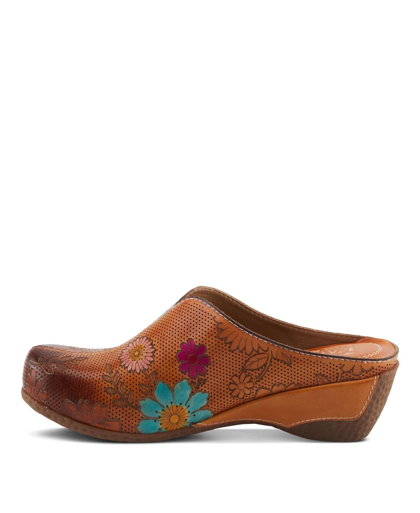 Женские сабо L'Artiste Spring Step Chienti Open Back Clog with Leather Upper, цвет: Верблюжий разноцветный — фото 2