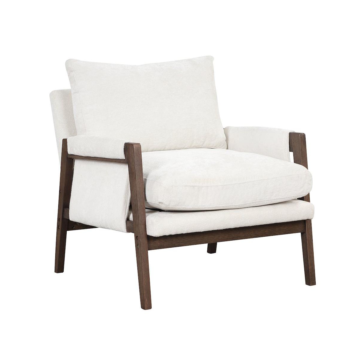Roundhill Furniture Kelly Mid-Century Modern Velvet Accent Armchair - White