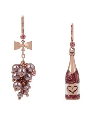 Imitation Pearl and Glass Crystal Mismatched Drop Earrings