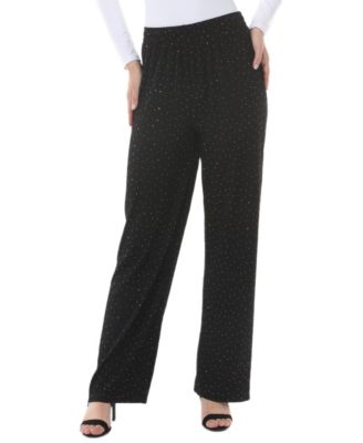 Women's Straight-Leg High-Waisted Studded Pants