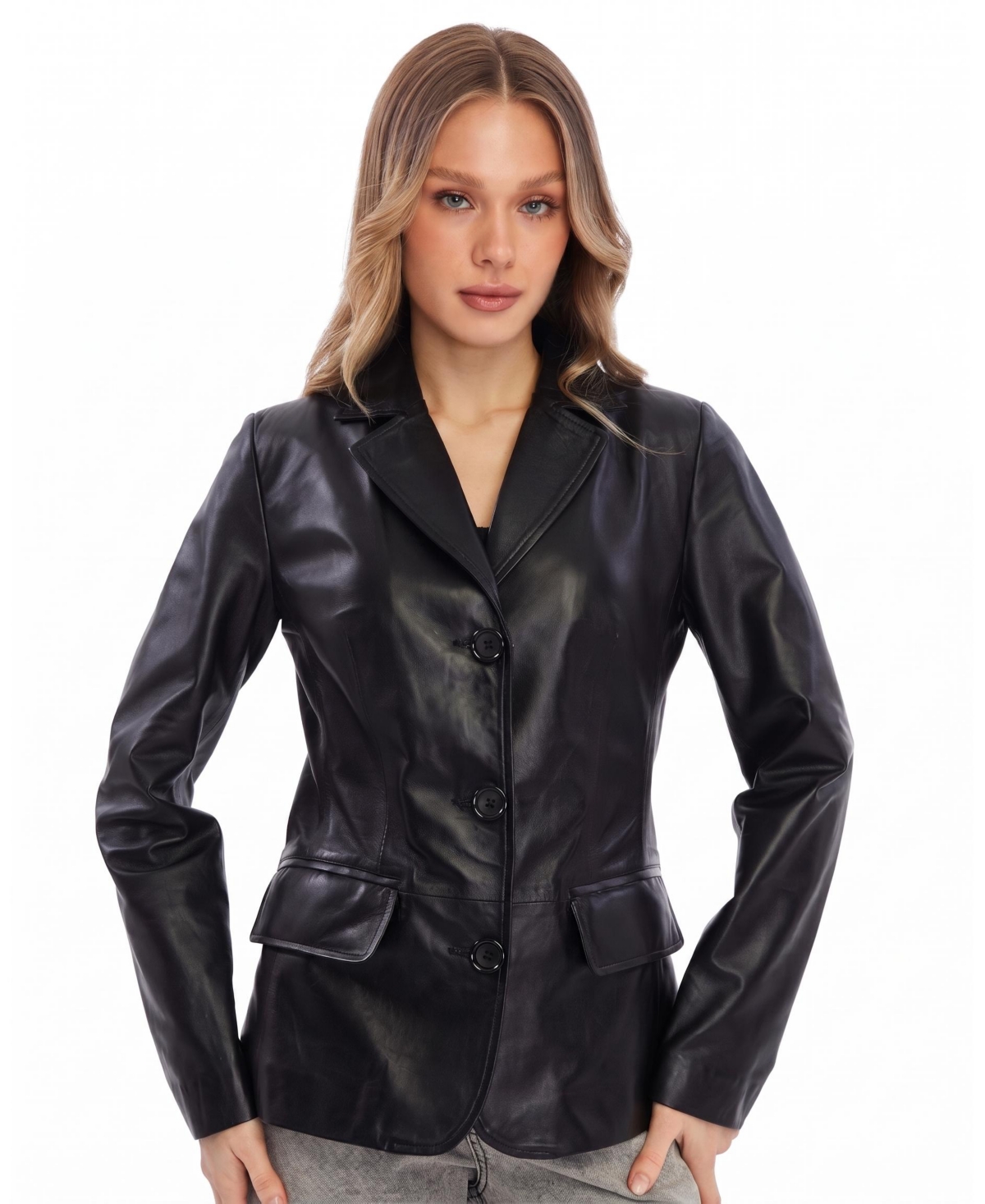 Furniq Uk Women's Genuine Leather Jacket - Black