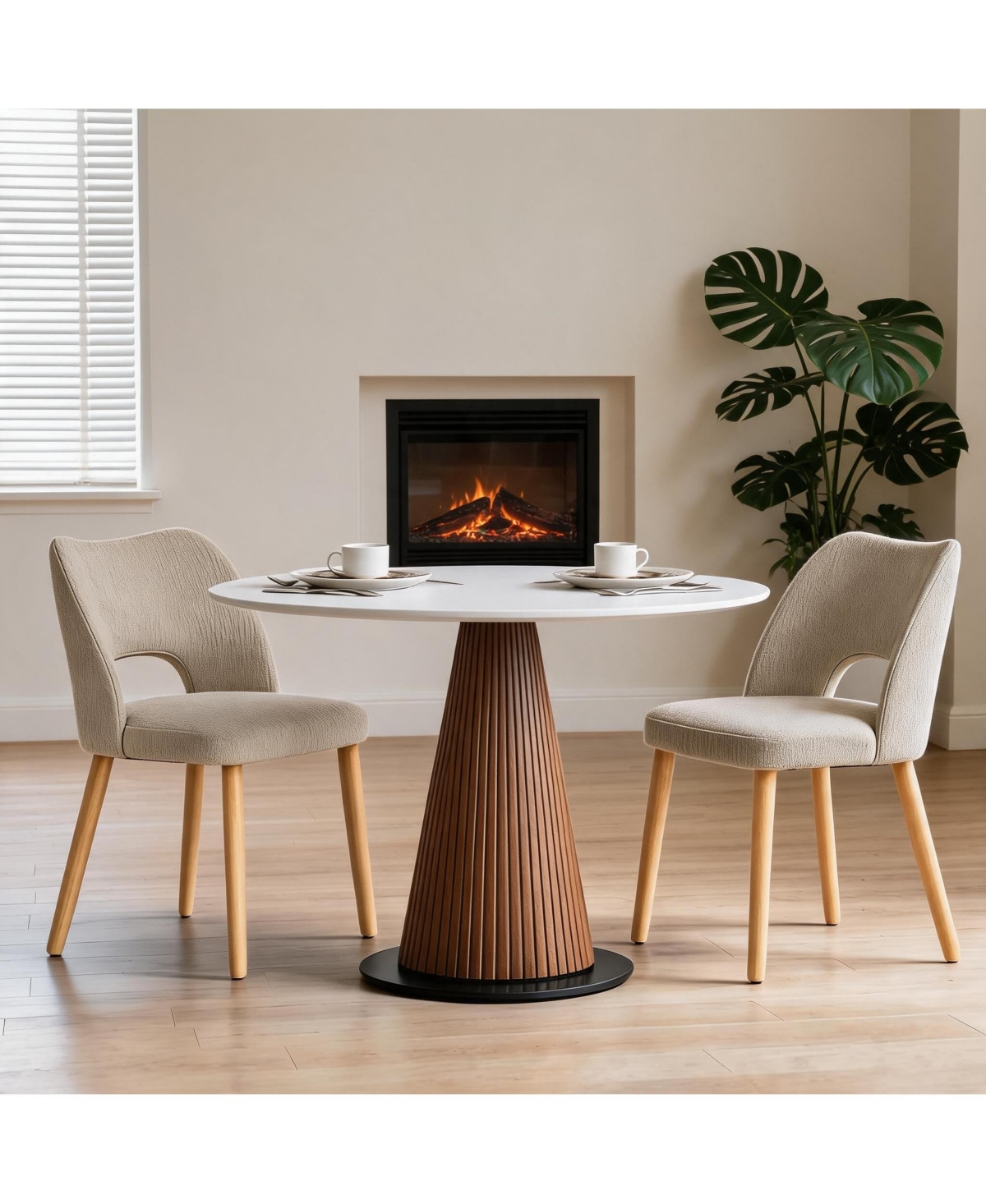 gaomon 2 Set of Modern Upholstered Dining Chairs, Butterfly Hollow Back, Sturdy Wood Legs, Farmhouse Style Fabric Kitchen Chairs for Room