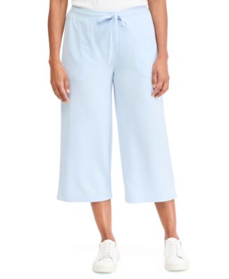 Petite LuxLounge Relaxed-Fit French-Terry Wide-Leg Capris Pants
