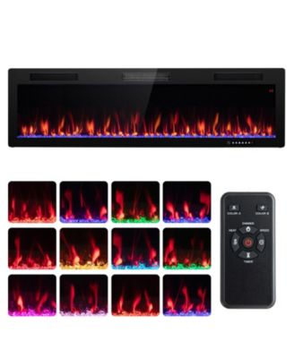 Electric Fireplace Recessed Wall Mounted for 2x6 Stud, 12 Flame 12 Ember Colors