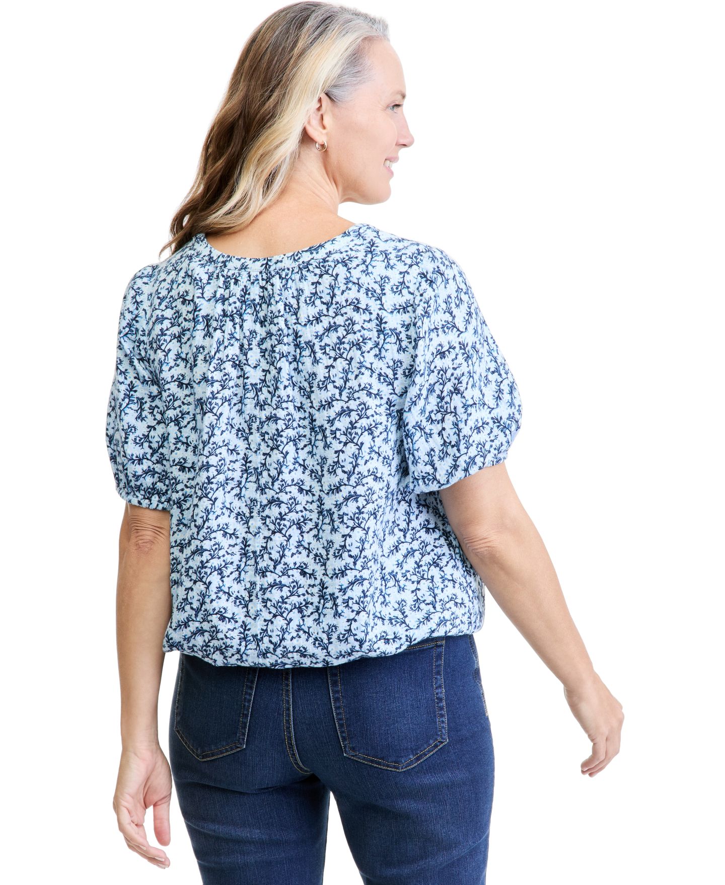 Женский топ Style & Co Printed Cotton Gauze Bubble, цвет: Синий — фото 4