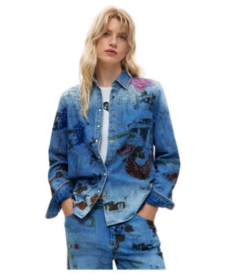 Women's Printed denim shirt