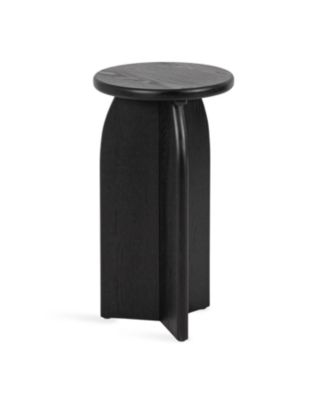 Sora Round Wood Drink Table, Transitional Wood End Table for Use as Indoor Plant Stand or Living Room Mini Table