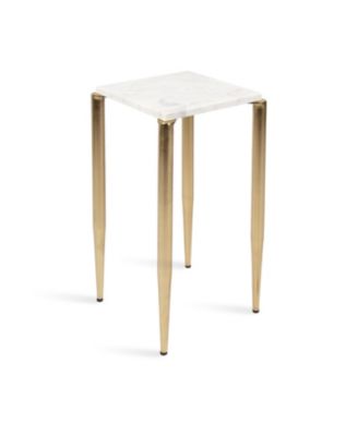 LeMaire Marble and Metal Drink Table Marble Marble Martini Table for Use as Small Plant Stand or Mini Nightstand