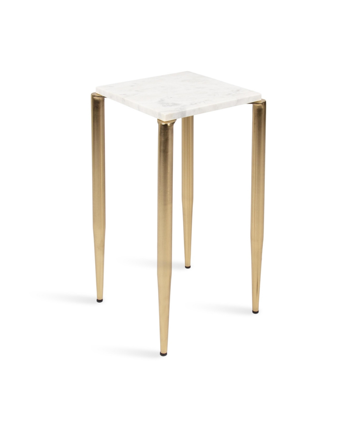 Kate and Laurel LeMaire Marble and Metal Drink Table Marble Marble Martini Table for Use as Small Plant Stand or Mini Nightstand - White gold